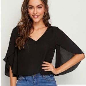 Brand new! Shein black top with ruffle sleeves